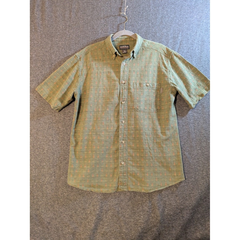 Woolrich Shirt Mens Medium Green  Button Up Short Sleeve Southwest Style